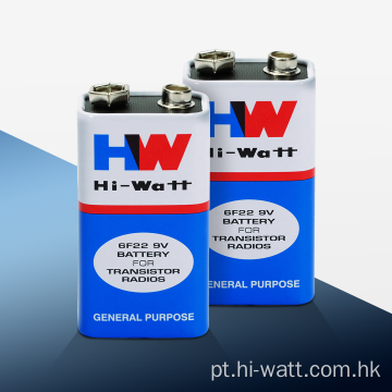 Bateria de zinco carbono HW Tigerhead 9V 6F22